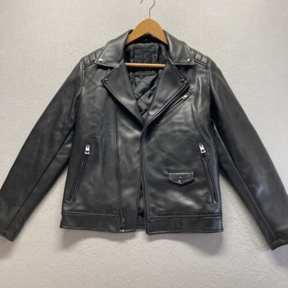 Guess Faux Leather Motorcycle Jacket Mens